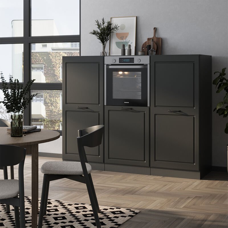 Vicco - Küchenblock R-Line, Anthrazit Landhaus/Anthrazit, 180 cm ohne Arbeitsplatte