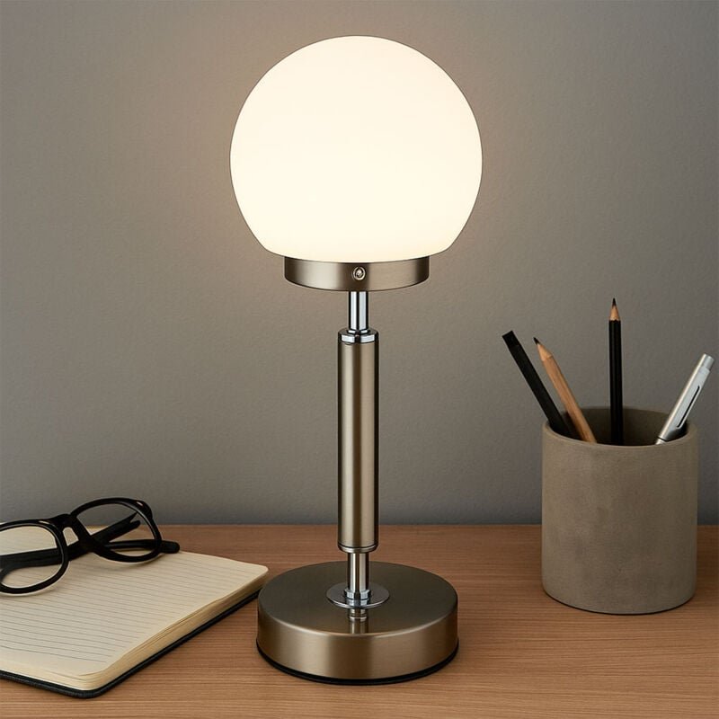 Tischlampe Nachttischlampe Touchdimmer Akku Wohnimmerlampe led Tischleuchte silber, Lichtfarbe einstellbar, 2,5W 136lm w...