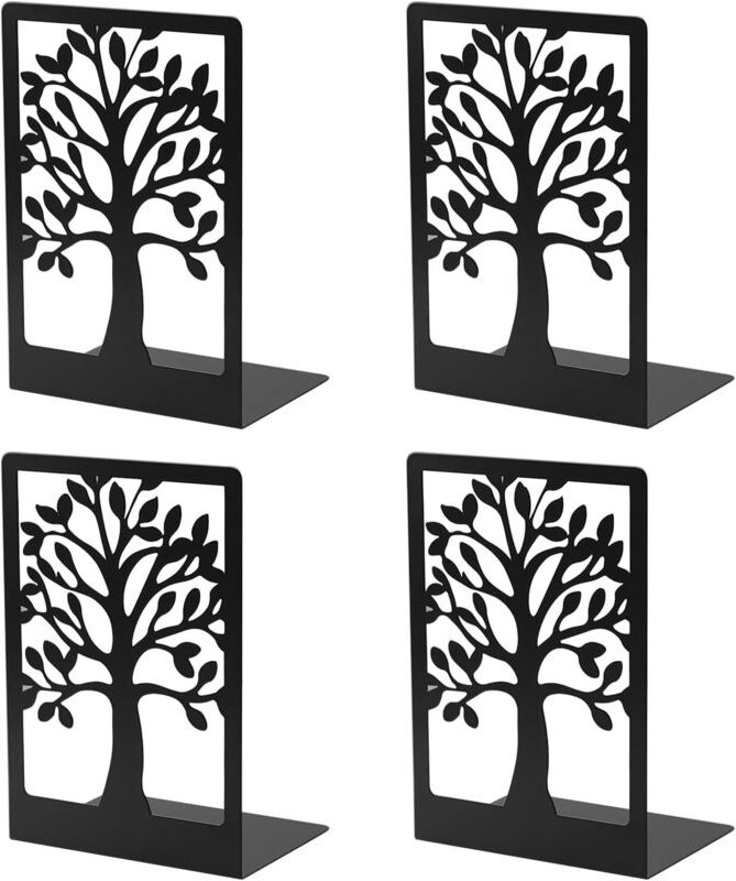 Schwarze Buchstützen aus Metall, rutschfeste Buchpresse für Regale, Aktenschränke, CDs/DVDs, Kinderbücher für Büro/Schul...