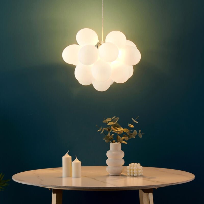 Kosilum - Zeitgenössische Hängelampe mit 17 weißen Gläsern -Bartali