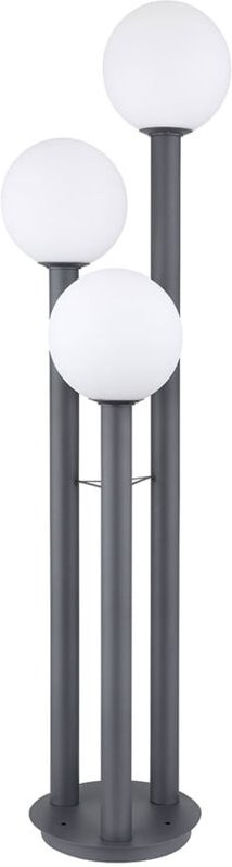 Wegeleuchte Außenstehlampe anthrazit Gartenleuchte Edelstahl Glas Stehleuchte opal, Aluminium Druckguss, 3x E27, DxH 45x...
