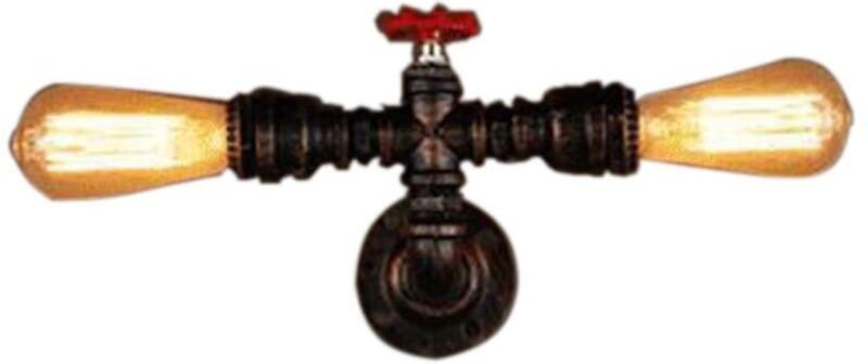 Wandleuchte Industrielle Wasserrohr Wandbeleuchtung Eisen Metall E27 für Bar Küche Restaurant Café Flur - 2 Flammig Schw...