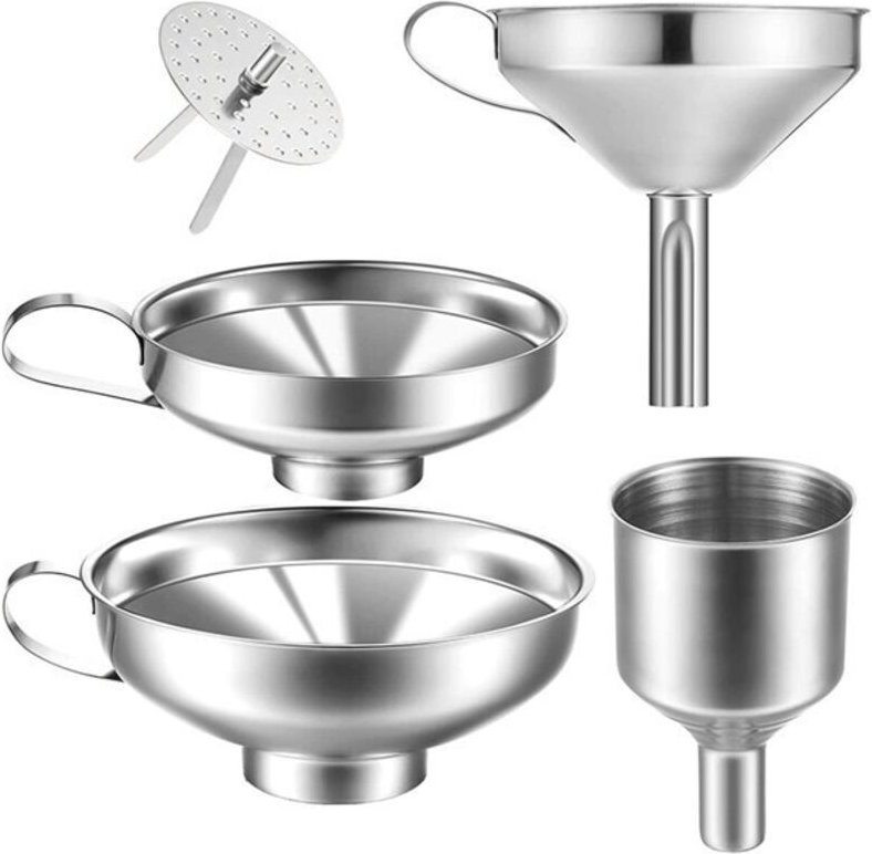 Trichter, 4er-Pack Küchentrichter aus Edelstahl für Gewürzgläser aus Glas und zum Umfüllen von Flüssigkeiten - Lntyq