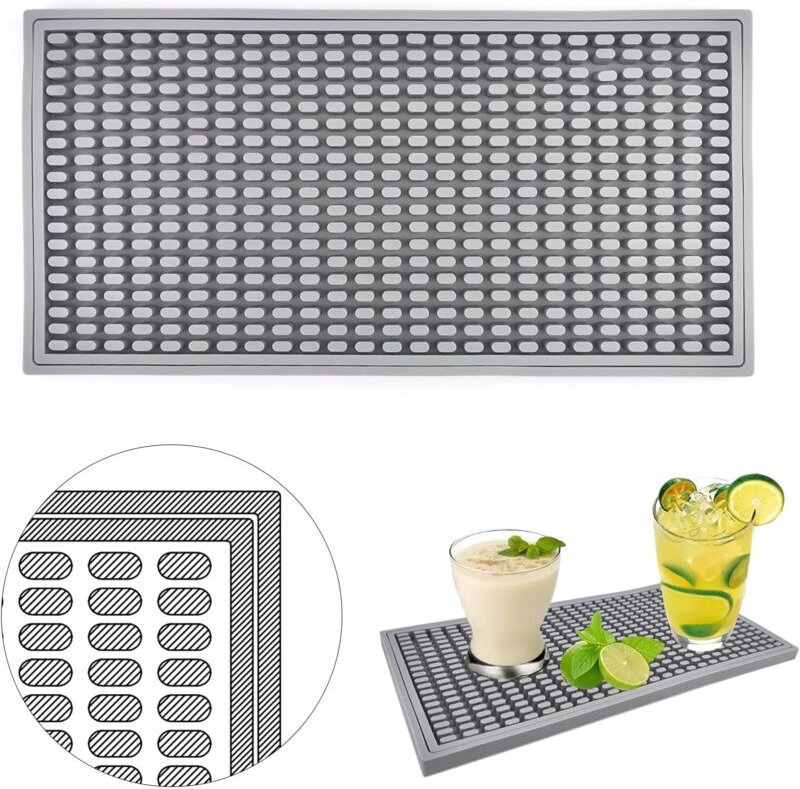2 Stück Kaffeemaschinenmatte 15 x 30 cm, saugfähige Abtropfmatte, Cocktailmatte, Barzubehör, Mehrzweck-Küchenmatte (Grau...