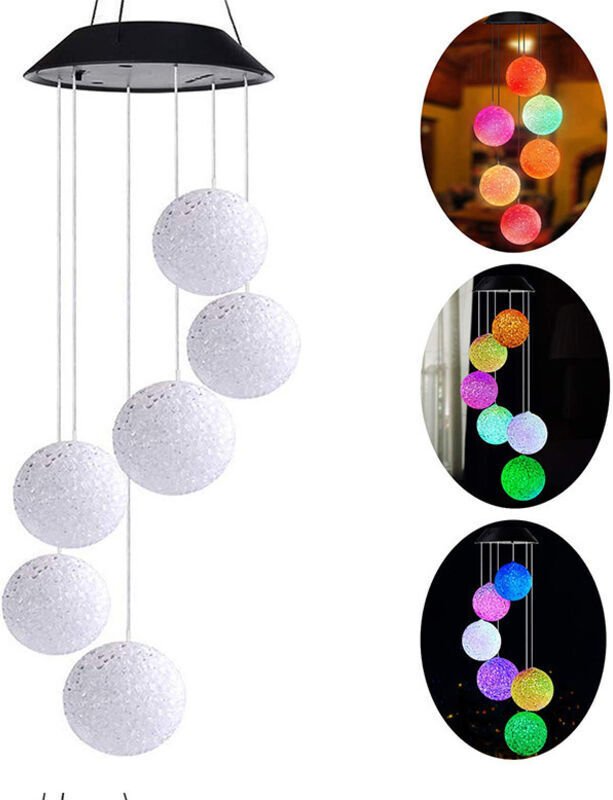 Solar-Windspiel für den Garten – Farbwechselnde Lichtkugel, Solarleuchten für den Außenbereich zur Dekoration von Garten...