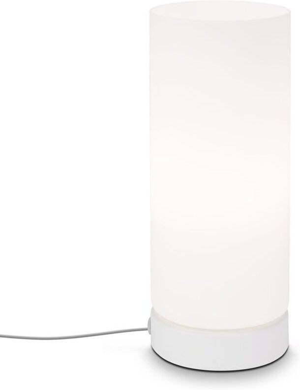 Tischleuchte Tischlampe Kabelschalter 1xE14 40W weiß Glas-Metall Brilo ner