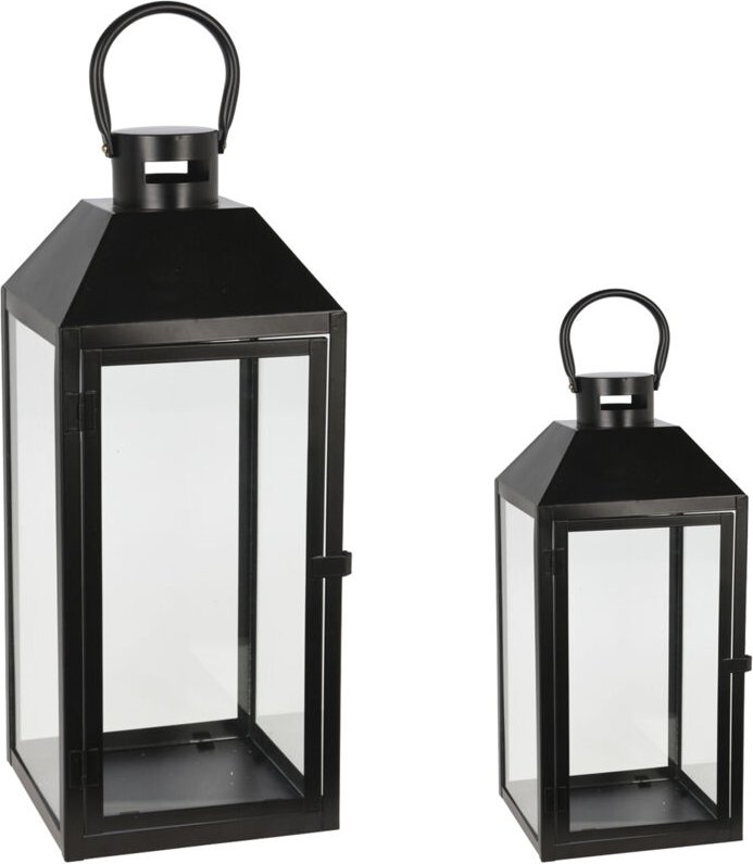 2er Laternen Set Metall H23/39cm Schwarz-NB1200150-mittel-klein