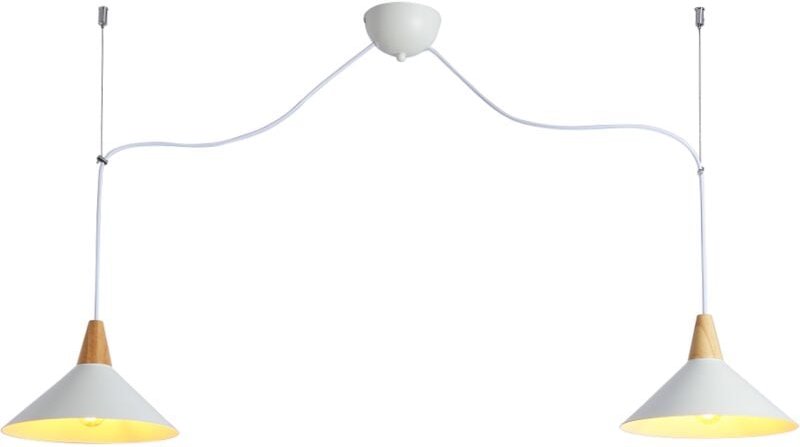 Barcelona Led - Doppelte Pendelleuchte aus Metall und Holz "Selroom" - 2 x E27