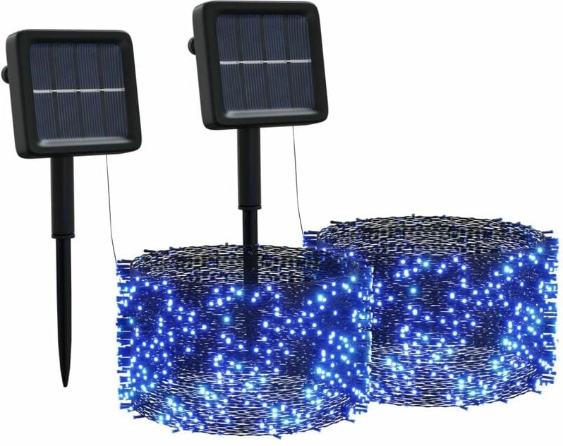 Solar-Lichterkette 2 Stk. 2x200 LED Blau Innen Außen vidaXL