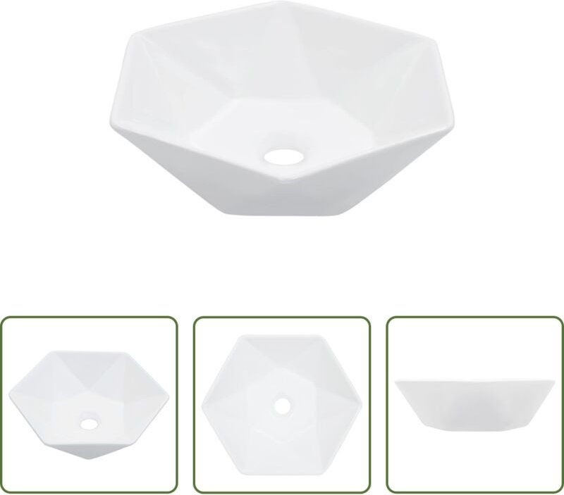 vidaXL Hochglanz Waschbecken - Waschbecken 41 x 36,5 x 12 cm Keramik Weiß