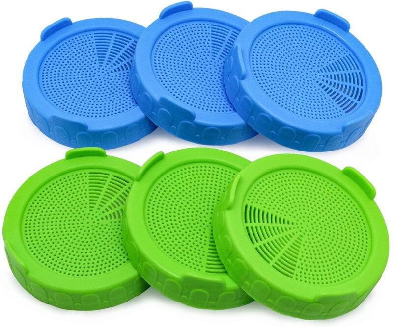 Weithalsdeckel für Einmachgläser, ideal für die Anzucht von Sojasprossen, Kunststoffdeckel mit Sieb, Deckel mit Ausgieße...