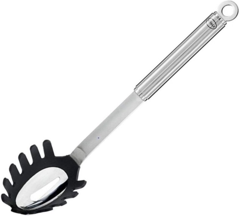 Hochwertiger Silikon-Pastalöffel, runder Griff, Silikonbeschichtung, Edelstahl, spülmaschinenfest