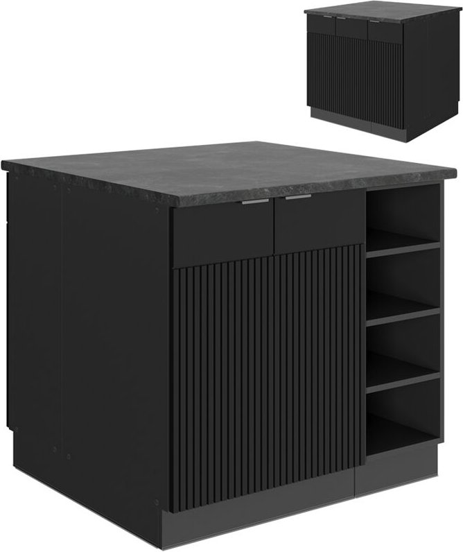 Kücheninsel Fame-Line, Schwarz gestreift, 90 cm ohne Arbeitsplatte, Vicco