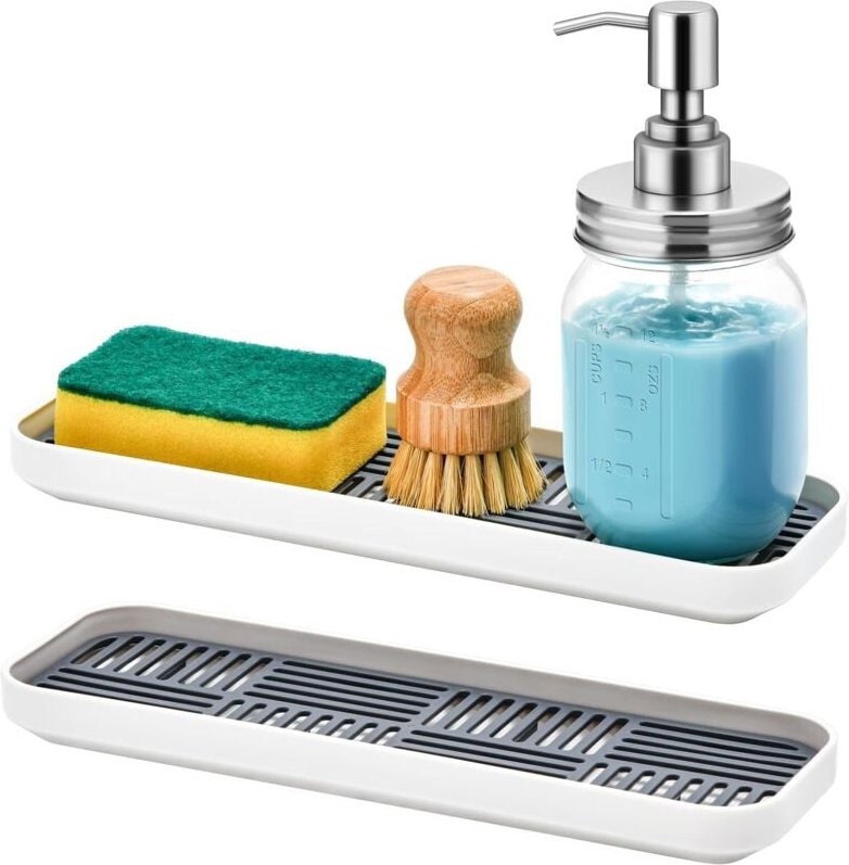 Porte-savon de cuisine, organisateur d'évier double