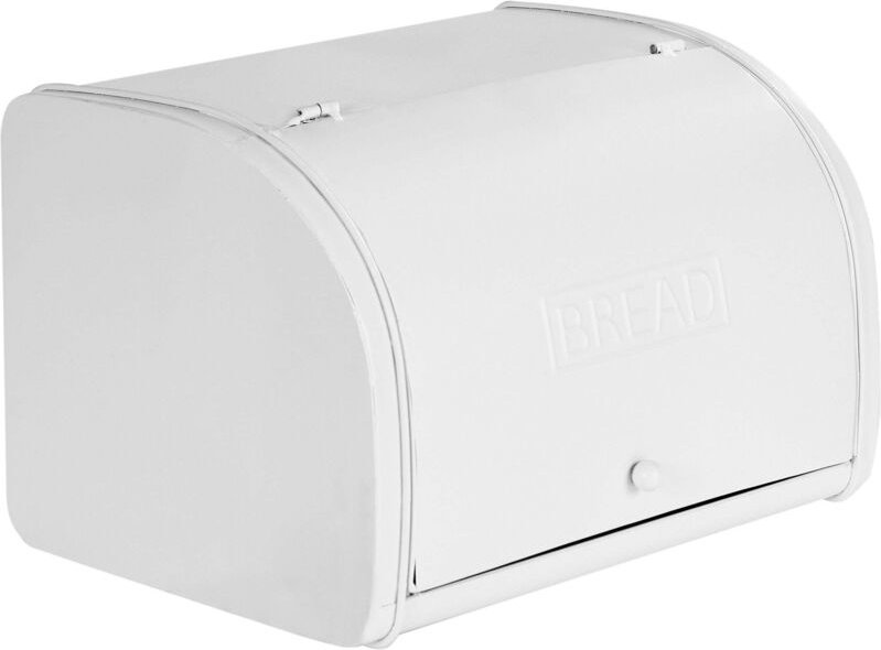 Beliani - Brotkasten Weiß aus Eisen mit Deckel 39 x 24 x 21 cm ʺBreadʺ Schriftzug Dekorativ Küchenzubehör Brotbox Brotdo...