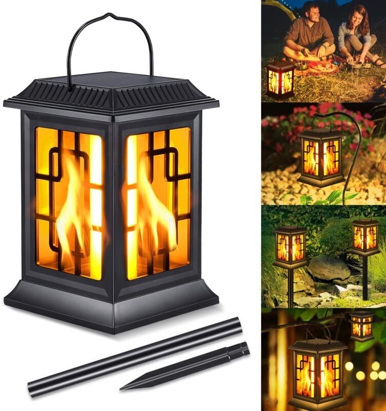 Solar-Flammenlampe, IP65 wasserdichte Solar-Flammenlichter für den Außenbereich mit realistischem Flammeneffekt, Solar-T...