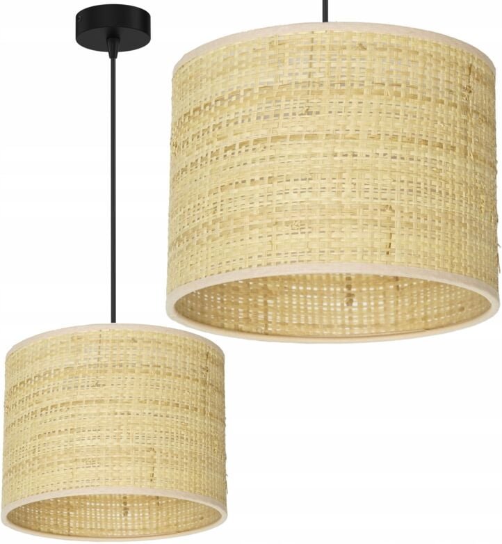 Hängelampe 1 flache Deckenlampe Boho Rattan Lampenschirm poliert E27 LED