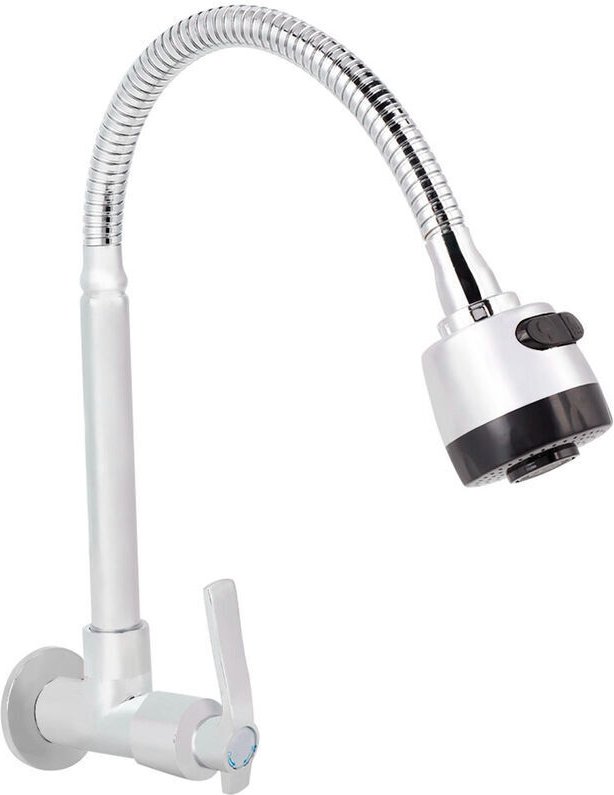 Vtizikl Robinet de Cuisine Murale à Poignée Unique - Col de Cygne Rotatif 360° - Montage G1/2" - Design Moderne