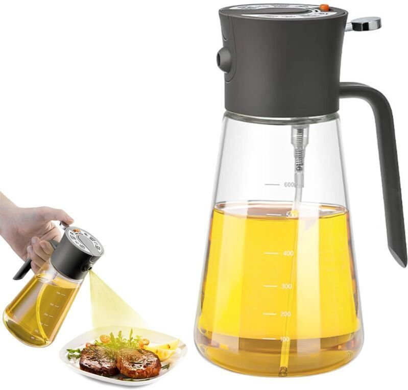 600-ml-Ölsprühflasche, Olivenölspender, Olivenöl-Sprühflasche, Ölspray zum Kochen