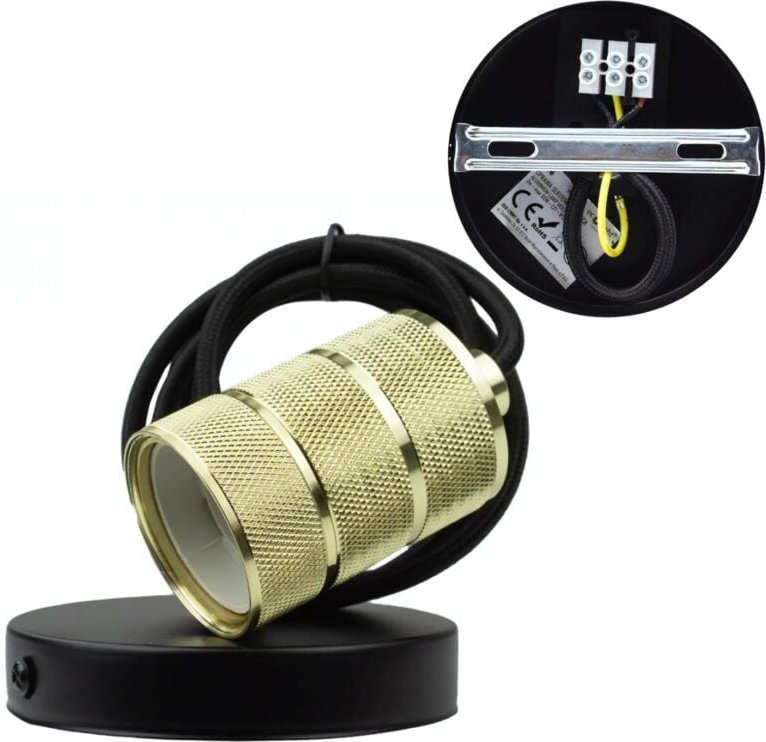 Pendelleuchte Dekorative E27 Fassung Gold schwarzes Kabel Loft