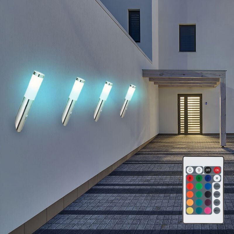 Wandleuchte Edelstahl Wandfackel Außen Hauswandleuchte Bewegungsmelder, Fernbedienung dimmbar, 1x rgb led 8,5W 806Lm war...