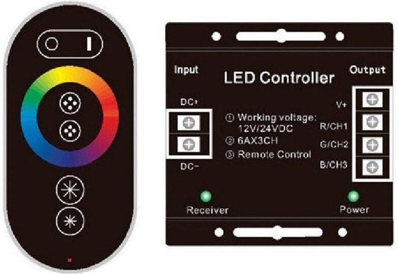 Trade Shop Traesio - Trade Shop - rgb-led-controller mit touch-fernbedienung 12-V-LED-STREIFEN-STEUEREINHEIT -