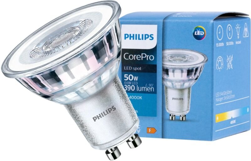 Philips - 4,6-50w led spot bulbs gu10 sockel natrliches licht 4000k 390 lumen 871869672839000 72839000 clagu105084036