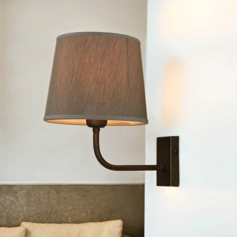 Thumbnail - Wandleuchte Messing Stoff Schirm in Beige