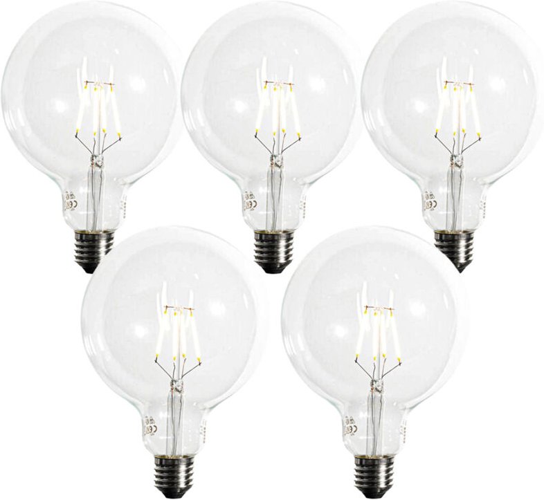 Luedd - Set mit 5 E27 dimmbare LED-Spiral-Glühfadenlampe G125 5W 450lm 2200K