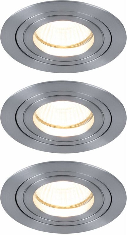 Paulmann - Hochwertiges 3er Set Einbau Lampen rund Alu gebürstet Spot Küchen Lampen 926.26