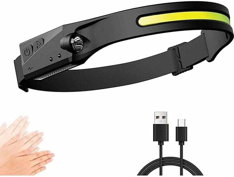 Ugreat - Stirnlampe, leistungsstarke USB-wiederaufladbare LED-Stirnlampe mit 350 lm, 3 Beleuchtungsmodi, manuelle Indukt...