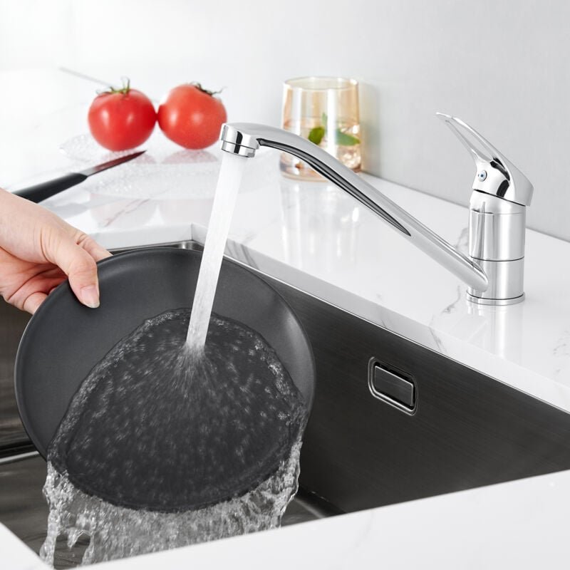Auralum 360° Schwenkbarer Hochdruck Küchenarmatur CHROM, Wasserhahn Küche Armatur Messing-Spültischarmatur Einhebelmisch...