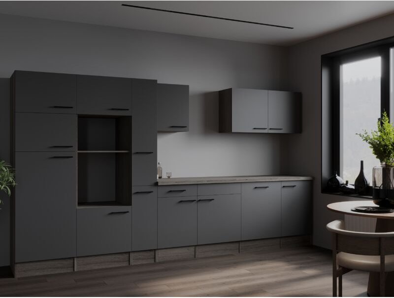 Küche Küchenzeile Leerblock Eiche York Grau Matt Oliver 370 cm Respekta