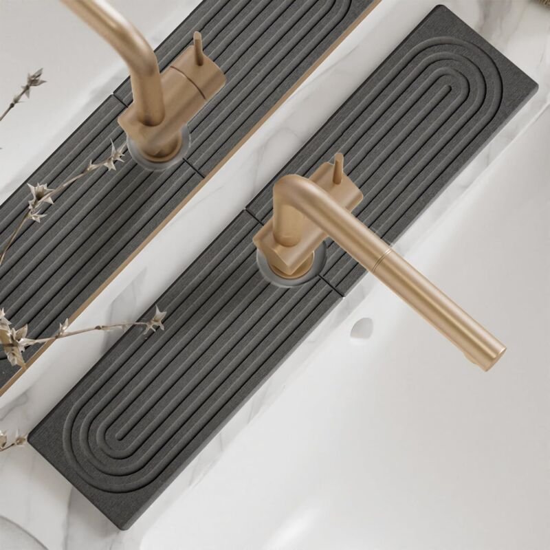 Kieselsteinwaschbecken, schnelltrocknendes Steinwaschbecken um den Wasserhahn herum, um Wasseransammlungen zu verhindern...