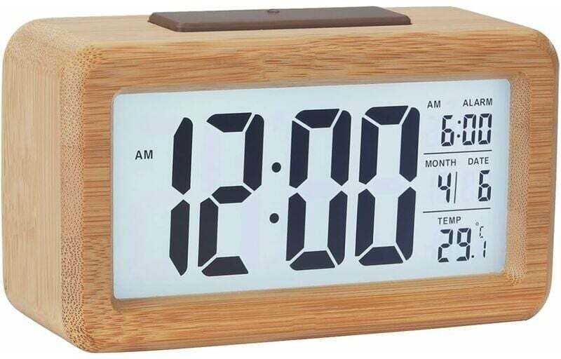 Digitaler Wecker aus Holz mit LED-Anzeige (Gelb)