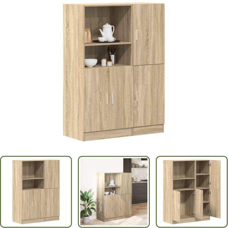 vidaXL Küchenregal - 2-tlg. Küchenschrank-Set Sonoma-Eiche Holzwerkstoff