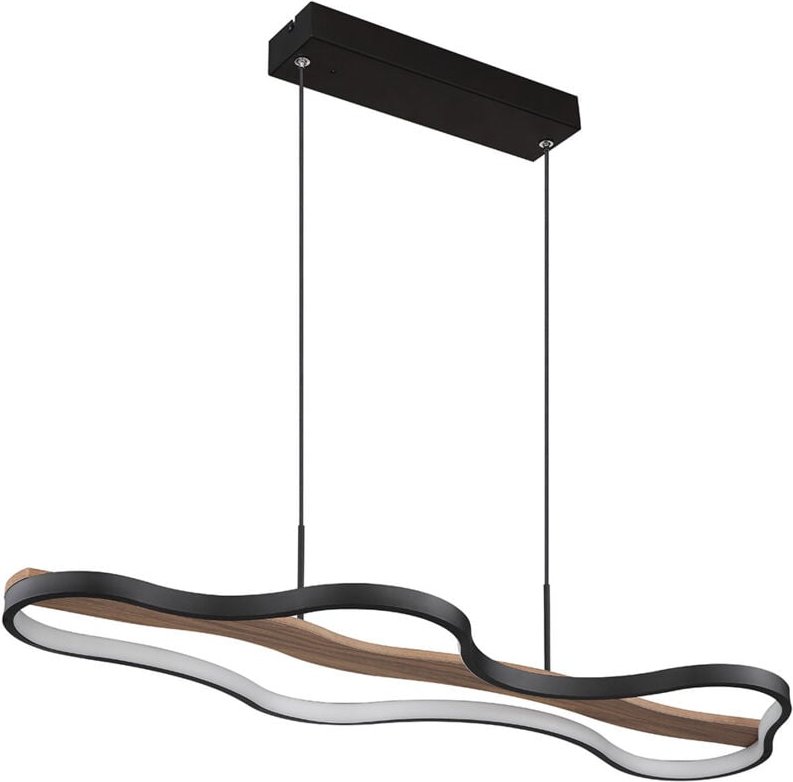 LED Hängelampe dimmbar schwarz Esstischleuchte Pendelleuchte Holz Fernbedienung CCT Nachtlicht, Alu, Metall, 30W 1100lm ...