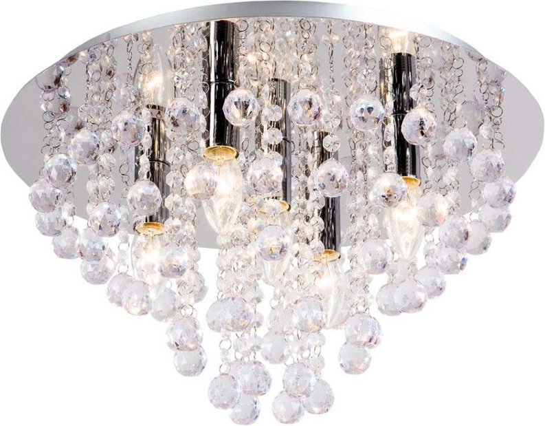 Nino Leuchten - Deckenleuchte Deckenlampe Kronleuchter Esszimmerlampe Chrom 5-Flammig d 46 cm