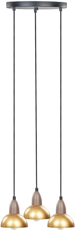Hängeleuchte Messing und Schwarz Metall 3-Flammig mit Schirm Glockenform Langem Kabel Modern Industrie Design für Esstis...