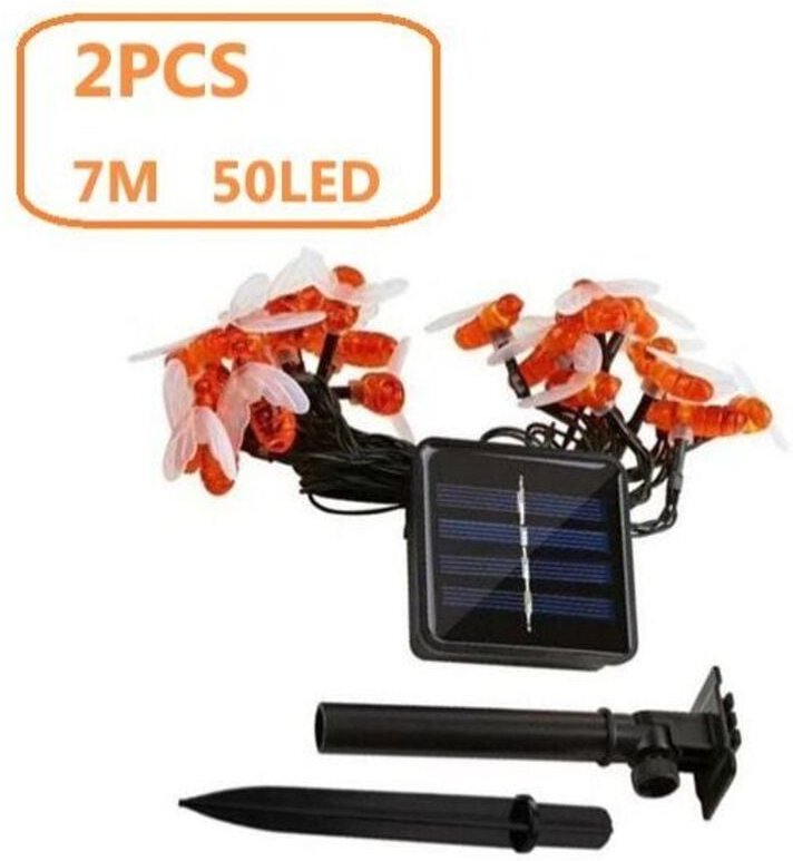 2er-Pack 50 LED-Solar-Gartenleuchten, 7 m, 8 Modi, wasserdicht, für Außen- und Innenbereich, Zaun, Rasen, Terrasse, Lich...
