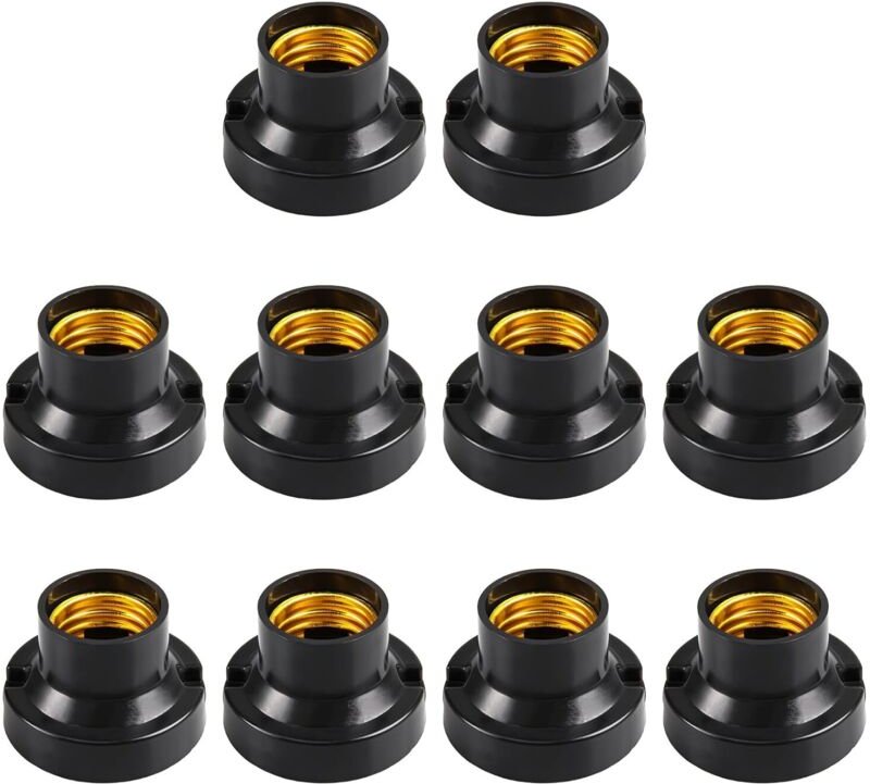 CCYKXA E27 Deckenleuchtensockel, 10 Stück E27 Schraubfassungen für Baustellen, Einbauleuchtenfassungen, für Glüh- und Ha...