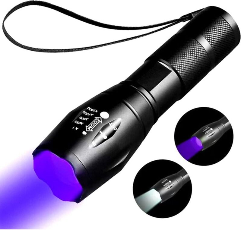 Wiederaufladbare 395 nm UV-Schwarzlicht-Taschenlampe, Dual-Source-Weiß- und UV-Taschenlampe, 2-in-1-Schwarz-Weiß-Licht, ...