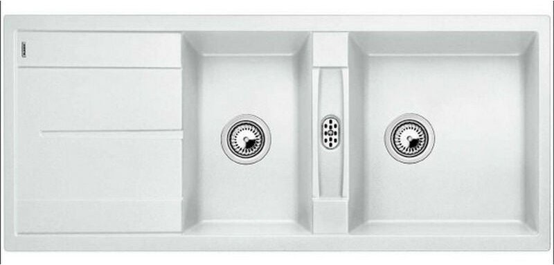 Weißes manuelles einbauwaschbecken 80 cm mit siphon Blanco 513260