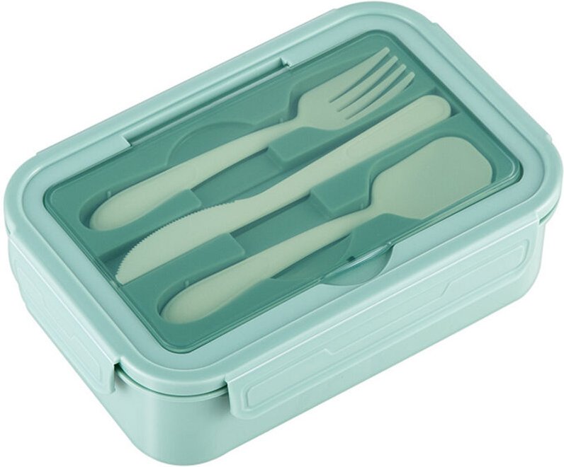 Bento-Lunchbox für Kinder und Erwachsene mit 3 abgedeckten, auslaufsicheren Fächern, 1400 ml, mikrowellengeeigneter Kuns...