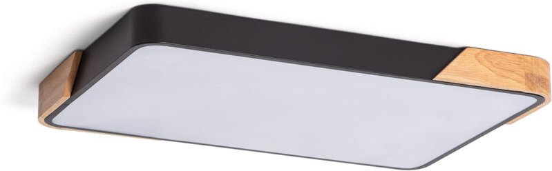 Iluzzia - LED-Deckenleuchte 30W Rechteckig Holz und Metall 625x425 mm cct Wählbar Semi-Dari Schwarz