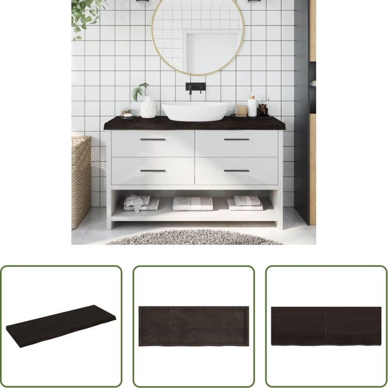 Holz Tischplatte - Waschtischplatte Dunkelbraun 140x50x(2-6)cm Massivholz