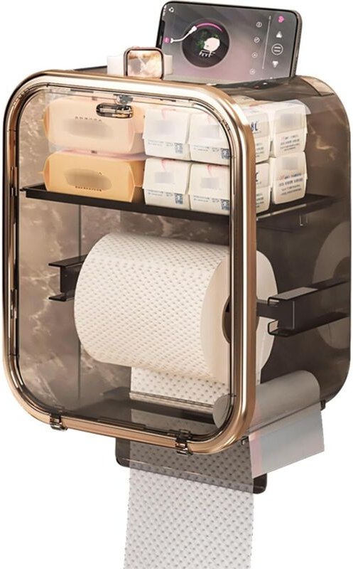 Porte-boîte à mouchoirs pour salle de bain, porte-papier toilette, boîte à mouchoirs murale multifonctionnelle, sans per...