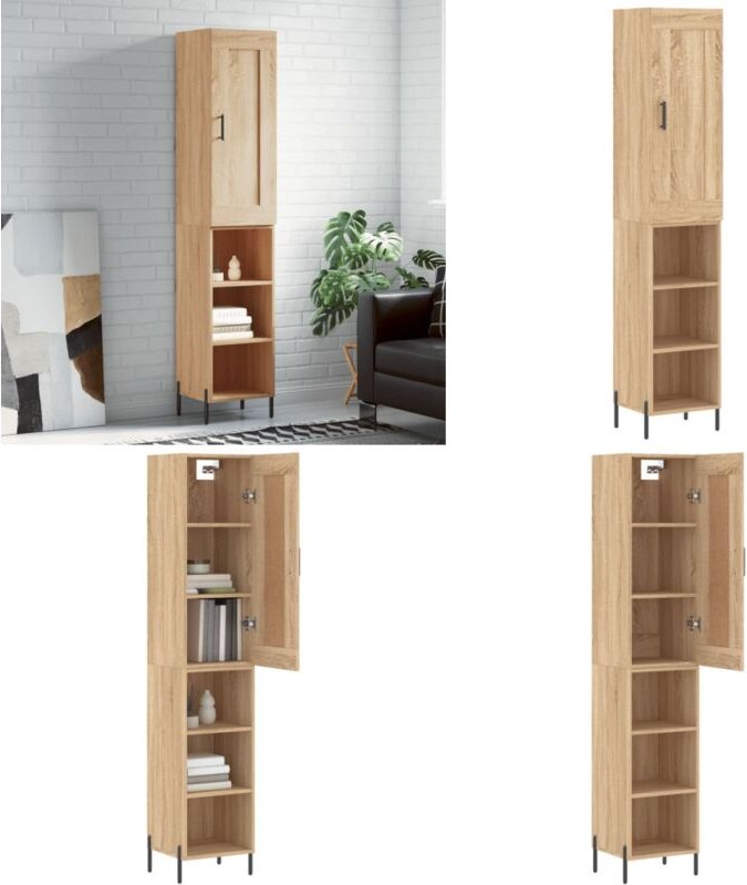 Highboard Sonoma-Eiche 34,5x34x180 cm Holzwerkstoff - Holzwerkstoff Schrank - Hochschrank
