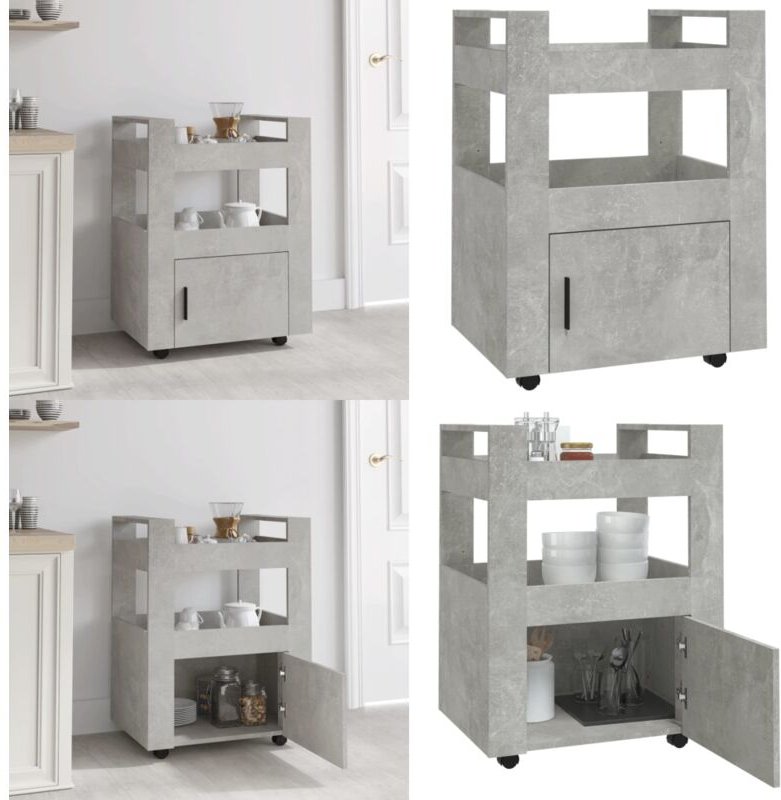 Küchenwagen Betongrau 60x45x80 cm Holzwerkstoff - Küchenwagen Holzwerkstoff - Küchenwagen Betongrau