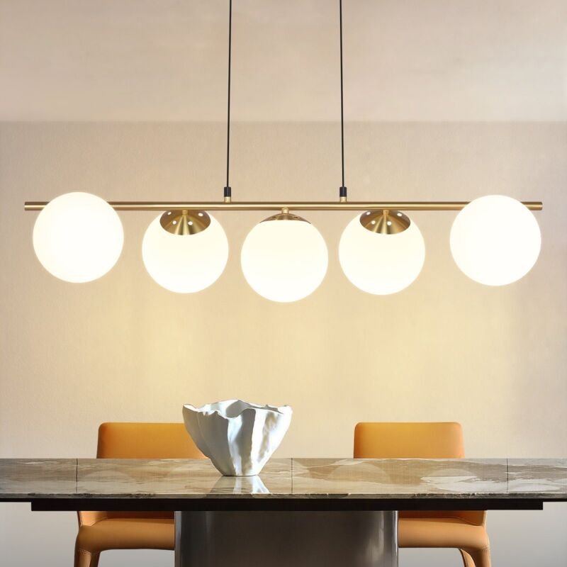 Gbly - Pendelleuchte Esstisch Hängeleuchte Modern - E27 Glas Hängelampe Gold Esszimmerlampe 150CM Höhenverstellbar Vinta...